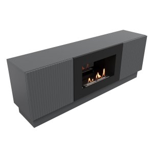 Тумба с биокамином Firelight BFP/P-1400L графит+набор керамических дров сосна