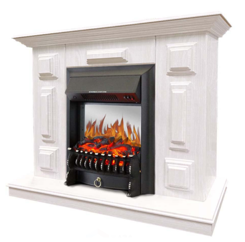 Каминокомплект Хорошие Камины Юпитер с очагом Royal Flame Fobos FX M Black белое дерево — фото 2
