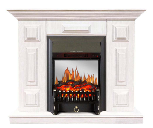 Каминокомплект Хорошие Камины Юпитер с очагом Royal Flame Fobos FX M Black белое дерево — фото 1