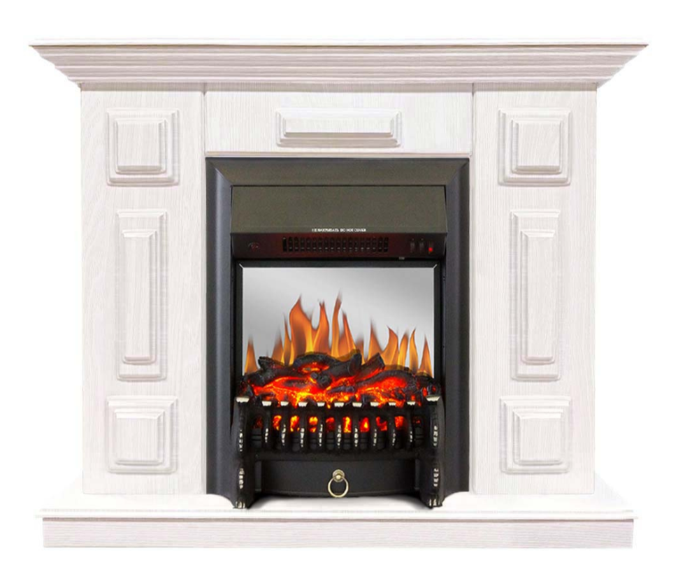 Каминокомплект Хорошие Камины Юпитер с очагом Royal Flame Fobos FX M Black белое дерево — фото 1