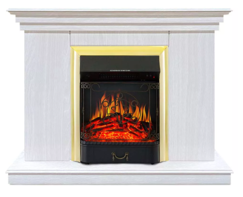 Каминокомплект Хорошие Камины Марс с очагом Royal Flame Majestic FX Brass белое дерево — фото 1