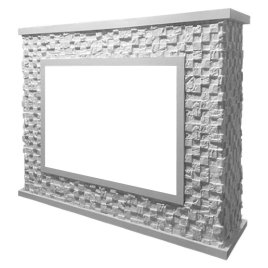 Портал Firelight Quadro 25 камень песчаник античный белый/белая эмаль