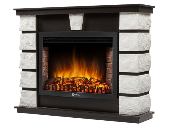Изображение товара Каминокомплект Firelight Excalibur 30 с очагом Electrolux EFP/P-3020LS камень белый/шпон венге