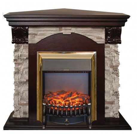 Изображение товара Электрокамин Dublin ROCK Corner STD/EUG AO с эффектом живого пламени и обогревом 20 кв м