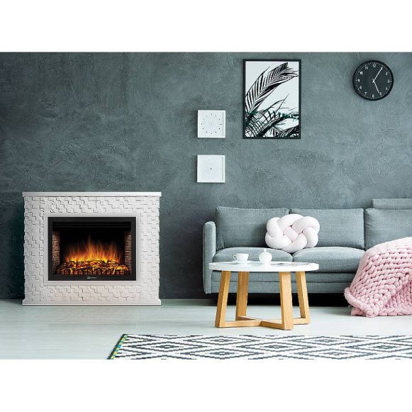 Каминокомплект Firelight Quadro 25 с очагом Electrolux EFP/P-2520LS камень песчаник античный белый/белая эмаль