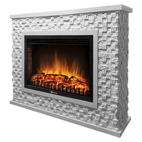 Изображение товара Электрокамин Firelight Quadro 25 с очагом Electrolux, камень песчаник белый