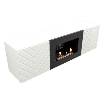 Тумба с биокамином Firelight BFP/P-1400V белый+набор керамических дров береза