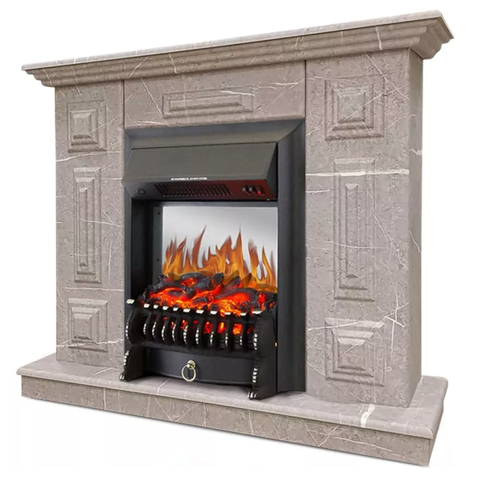 Каминокомплект Хорошие Камины Юпитер с очагом Royal Flame Fobos FX M Black мрамор — фото 2
