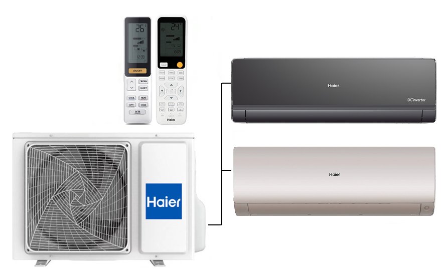 Мульти сплит-система на 2 комнаты 35+50 м2 Haier Lightera AS12NS6ERA-B+Flexis SM AS50S2SF3FA-G/2U50S2SM1FA-3 c Wi-Fi модулем ESP32 — фото 5