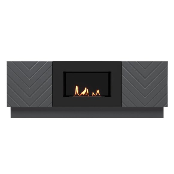 Изображение товара Тумба с биокамином Firelight BFP/P-1400V графит+набор керамических дров береза