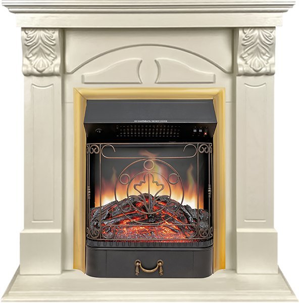 Каминокомплект Royal Flame Dublin RUSTIC (Разборный) с очагом Majestic FX M Brass слоновая кость — фото 1