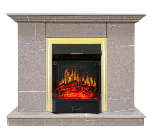 Каминокомплект Хорошие Камины Марс с очагом Royal Flame Majestic FX Brass мрамор — фото 1