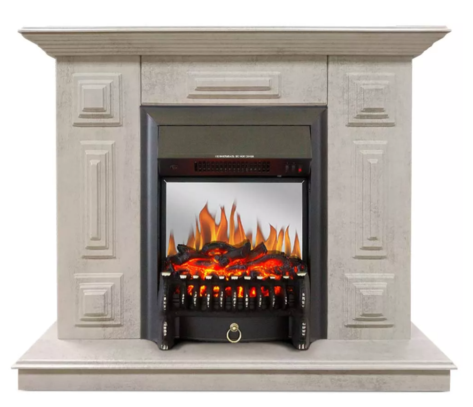 Каминокомплект Хорошие Камины Юпитер с очагом Royal Flame Fobos FX M Black цемент — фото 1