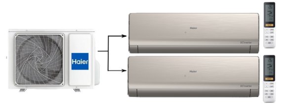 Мульти сплит-система на 2 комнаты 25+25 м2 Haier 2х AS09NS6ERA-G/2U40S2SM1FA Lightera Super Match