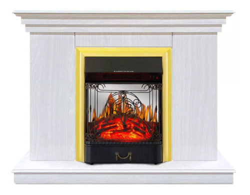 Каминокомплект Хорошие Камины Марс с очагом Royal Flame Majestic FX M Brass белое дерево — фото 1