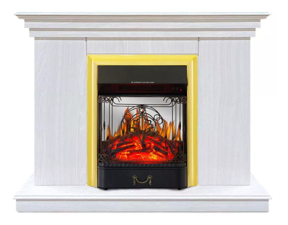 Каминокомплект Хорошие Камины Марс с очагом Royal Flame Majestic FX M Brass белое дерево — фото 1