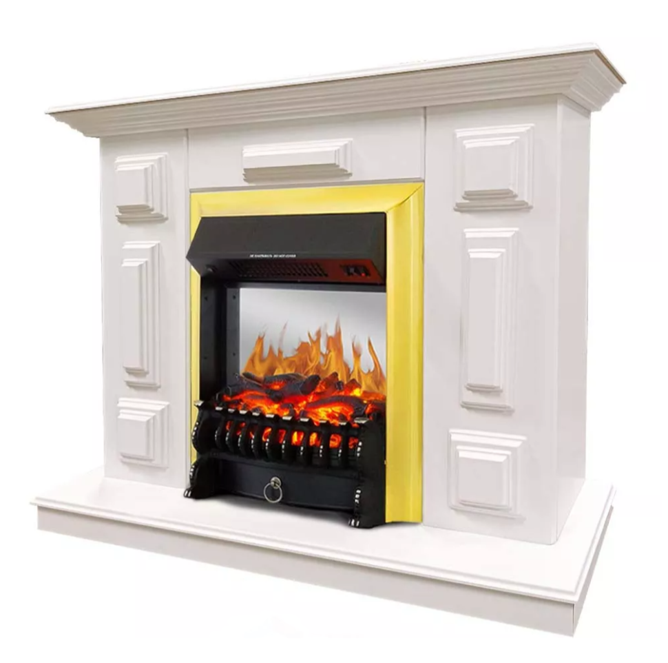 Каминокомплект Хорошие Камины Юпитер с очагом Royal Flame Fobos FX M Brass белый — фото 2