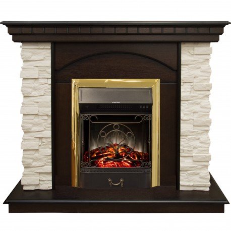 Каминокомплект RealFlame Elford STD/EUG/25&#039;5/HL AO с очагом Majestic s Lux Black/Brass