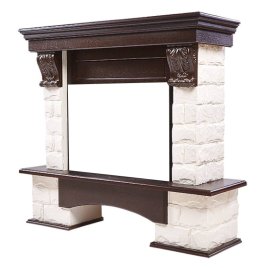 Портал Firelight Forte 25S камень белый/шпон темный дуб