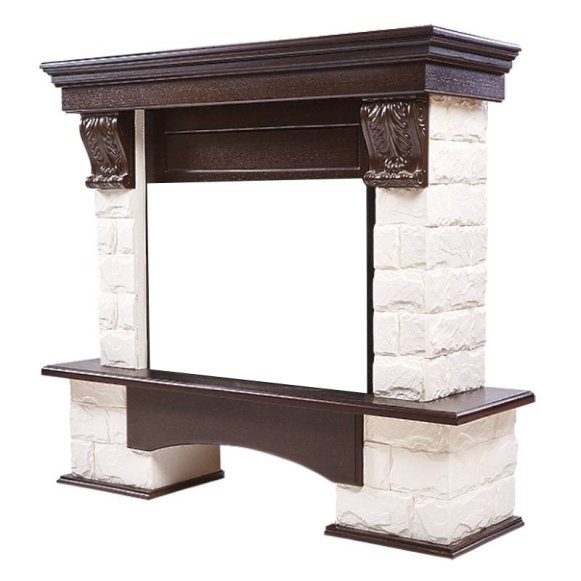 Изображение товара Портал Firelight Forte 25S камень белый и шпон темный дуб для электрокаминов