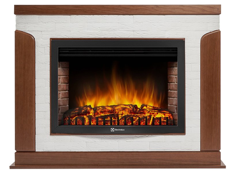 Каминокомплект Firelight Prestigio 30 с очагом Electrolux EFP/P-3020LS камень белый/шпон белый дуб — фото 1