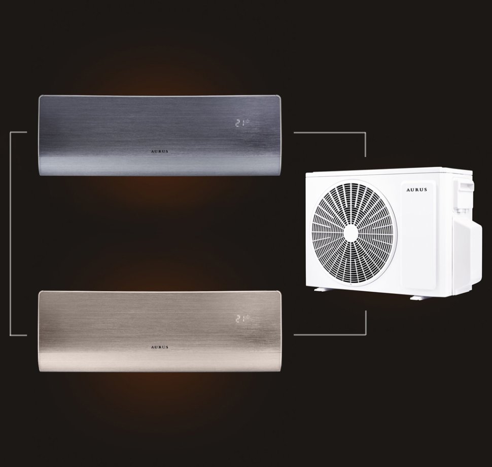 Мульти сплит-система на 2 комнаты 25+25 м2 AURUS ADI/in-09HN8/BLACK+ADI/in-09HN8/GOLD/ADMI/out-18H2N8 D Series