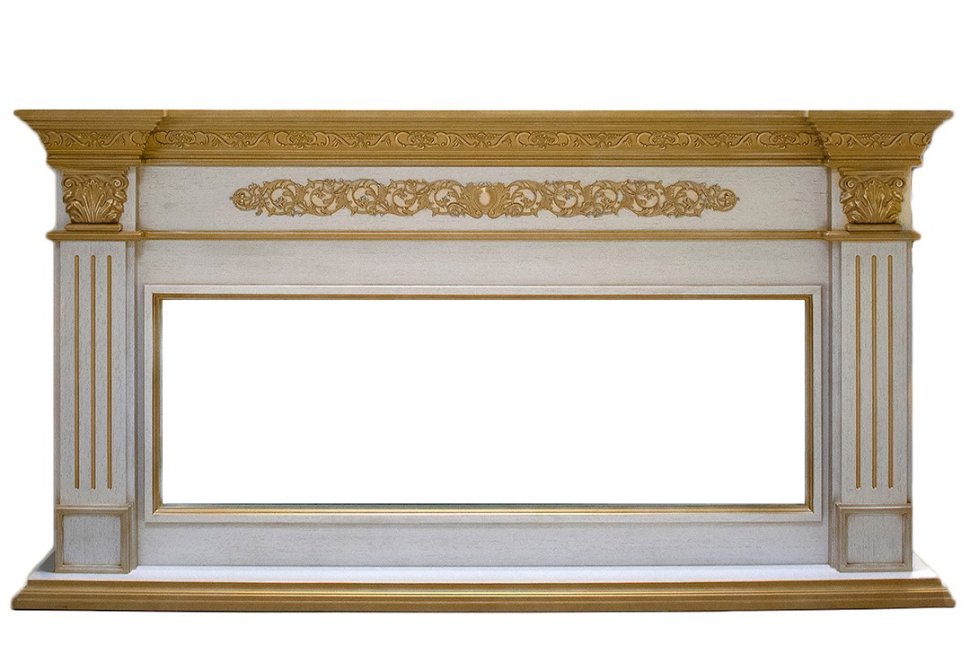 Портал Interflame Елизавета белый с золотой патиной под очаг FreeSpace 60 LED FX QZ