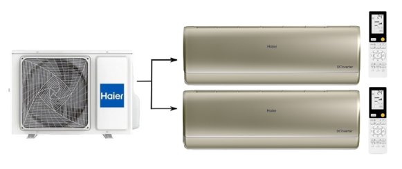 Мульти сплит-система на 2 комнаты 25+35 м2 Haier AS25S2SJ2FA-G+AS35S2SJ2FA-G/2U40S2SM1FA Jade Super Match