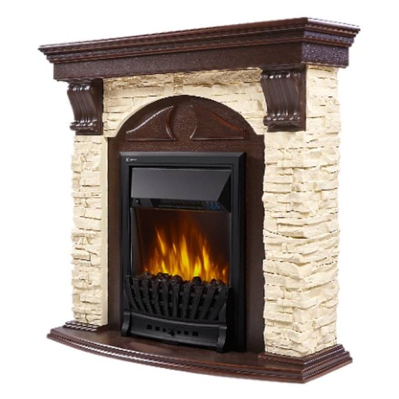 Каминокомплект Firelight Torre Classic с очагом Electrolux EFP/P-1020LS сланец слоновая кость/шпон темный дуб