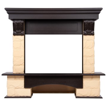 Портал Firelight Forte 25S камень бежевый/шпон темный дуб