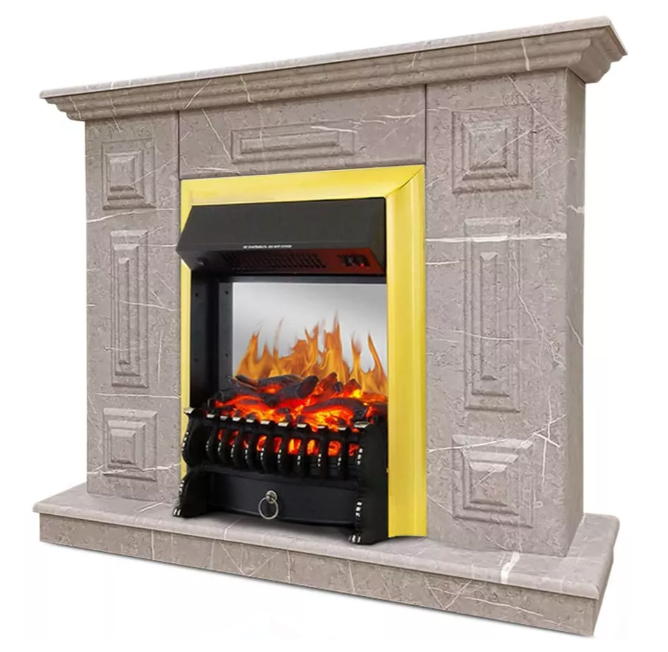 Каминокомплект Хорошие Камины Юпитер с очагом Royal Flame Fobos FX M Brass мрамор — фото 2