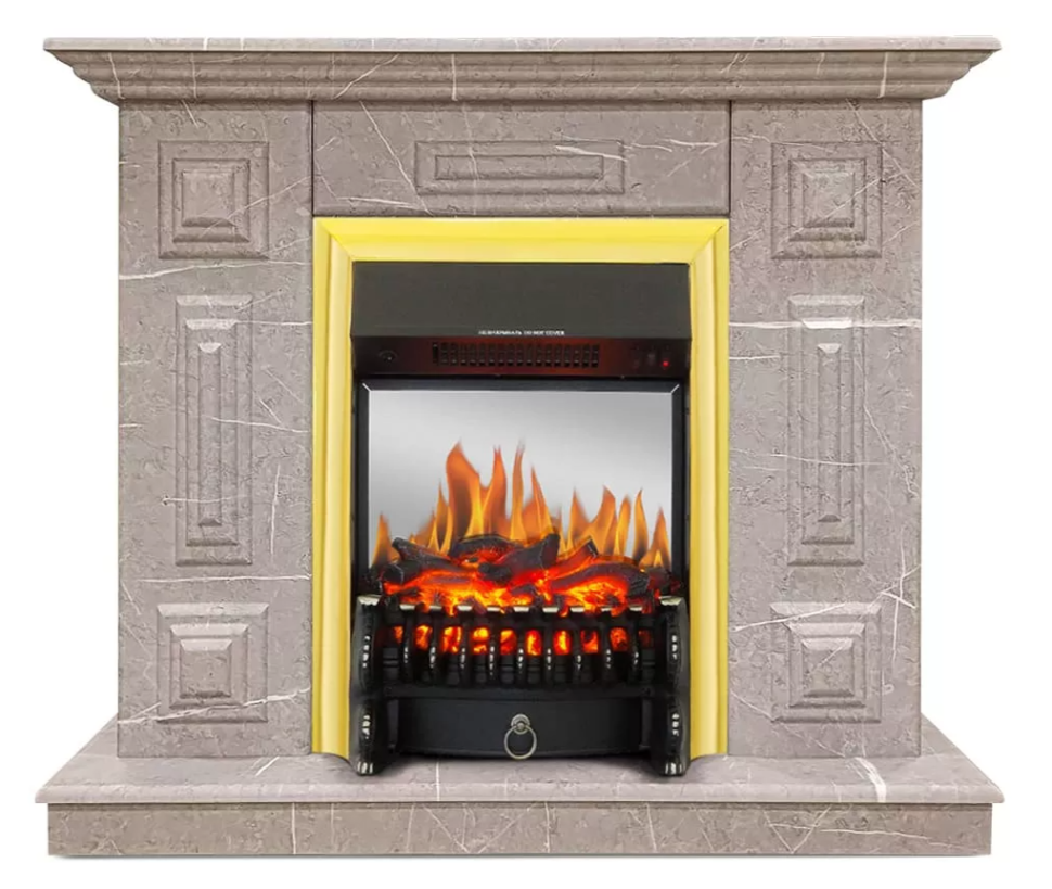Каминокомплект Хорошие Камины Юпитер с очагом Royal Flame Fobos FX M Brass мрамор — фото 1