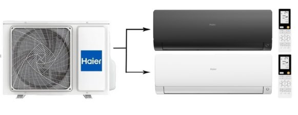 Мульти сплит-система на 2 комнаты 25+25 м2 Haier AS25S2SF2FA-W+AS25S2SF2FA-B/2U40S2SM1FA Flexis Super Match