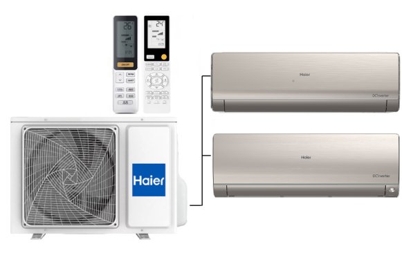 Мульти сплит-система на 2 комнаты 35+35 м2 Haier Lightera AS12NS6ERA-G+Flexis SM AS35S2SF2FA-G/2U40S2SM1FA c Wi-Fi модулем ESP32