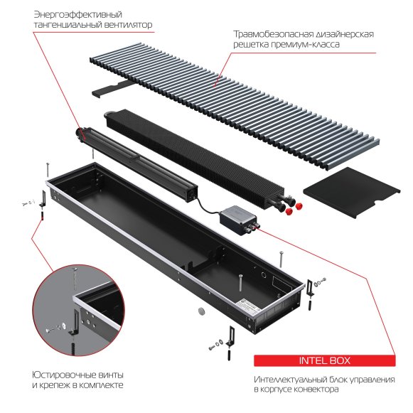 Внутрипольный конвектор Royal Thermo Atrium Turbo 190/300/1200-DG-U-AU