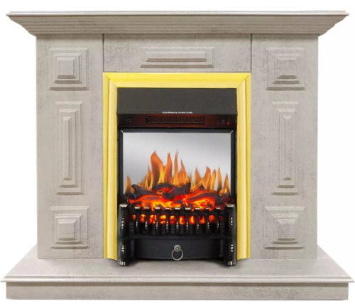 Каминокомплект Хорошие Камины Юпитер с очагом Royal Flame Fobos FX M Brass цемент — фото 1