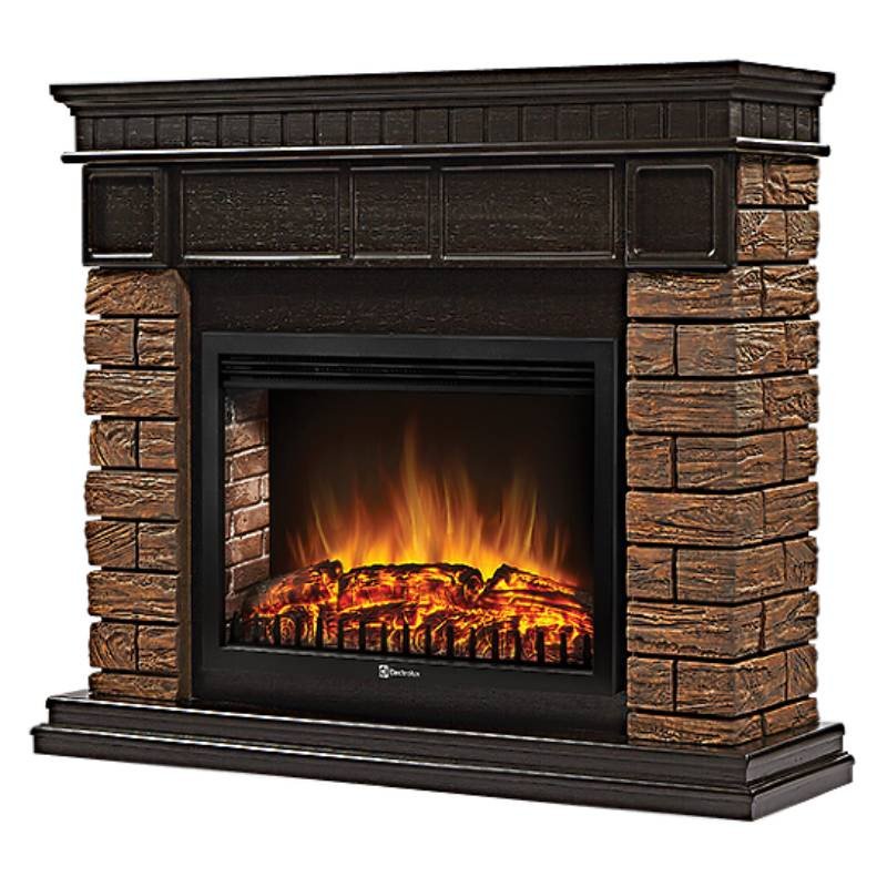 Каминокомплект Firelight Bricks Wood 30 с очагом Electrolux EFP/P-3020LS камень темный/шпон венге — фото 2