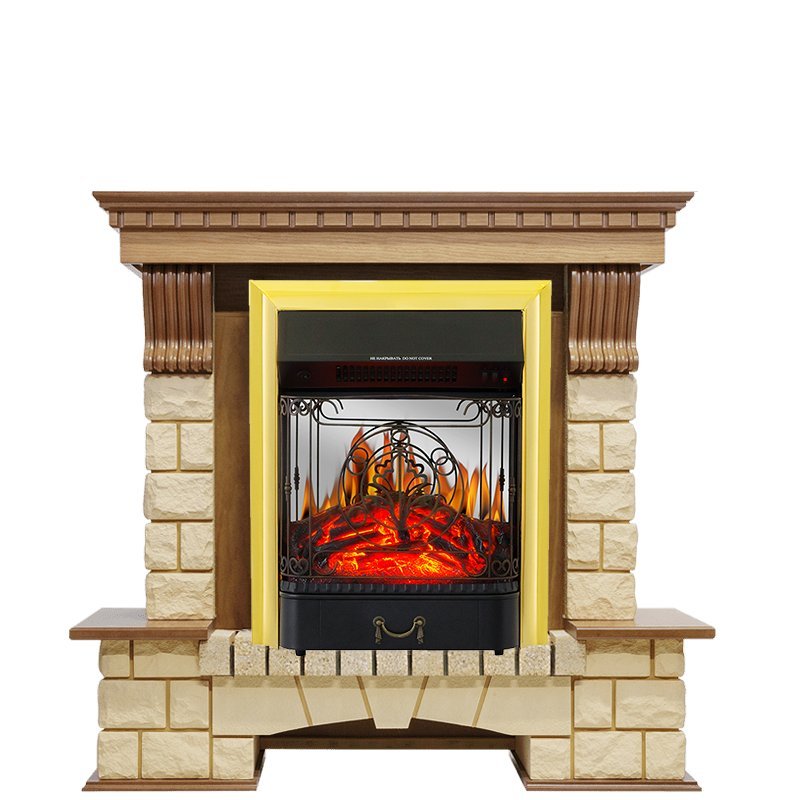Изображение товара Электрокаминокомплект Royal Flame Pierre Luxe шампань с очагом Majestic FX М Brass