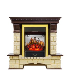 Каминокомплект Royal Flame Pierre Luxe шампань с очагом Majestic FX M Brass