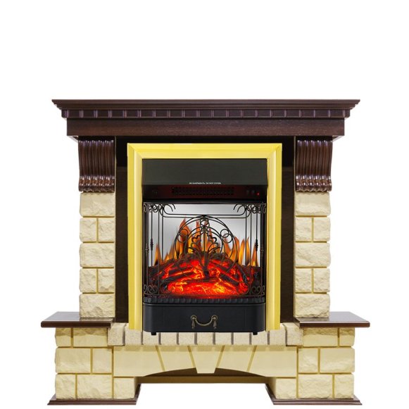 Изображение товара Электрокаминокомплект Royal Flame Pierre Luxe шампань с очагом Majestic FX М Brass