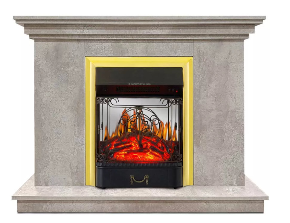 Каминокомплект Хорошие Камины Марс с очагом Royal Flame Majestic FX M Brass цемент — фото 1