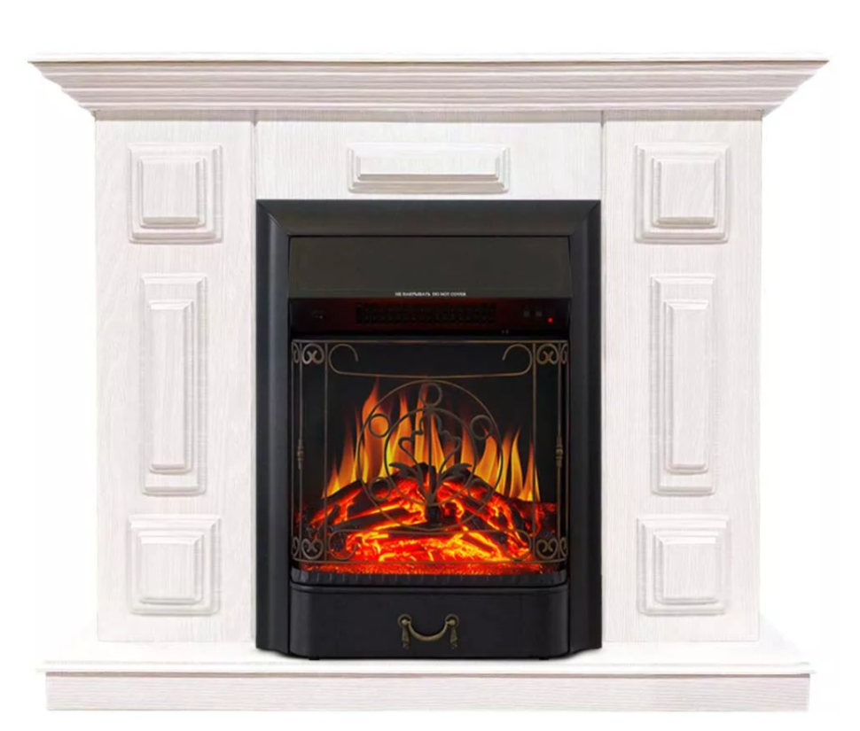 Каминокомплект Хорошие Камины Юпитер с очагом Royal Flame Majestic FX Black белое дерево — фото 1