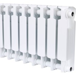 Биметаллический радиатор отопления Rifar Monolit 350 боковое подключение 8 секций белый RAL 9016
