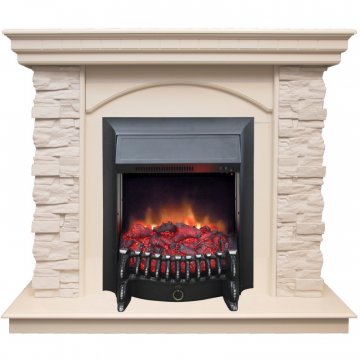 Каминокомплект RealFlame Elford STD/EUG/25'5/HL WT с очагом Fobos s Lux Black/Brass