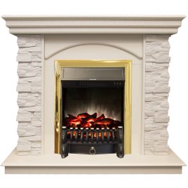 Каминокомплект RealFlame Elford STD/EUG/25'5/HL WT с очагом Fobos s Lux Black/Brass