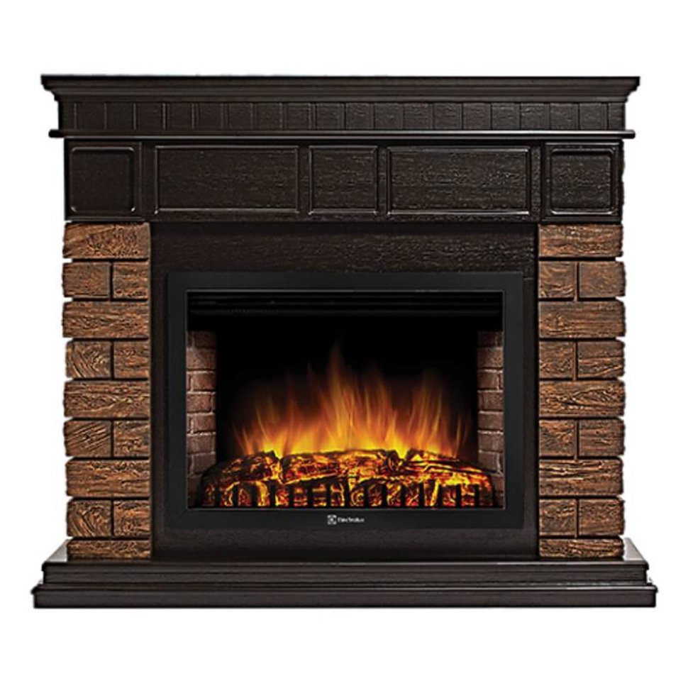 Каминокомплект Firelight Bricks Wood 30 с очагом Electrolux EFP/P-3020LS камень коричневый/шпон темный дуб — фото 1