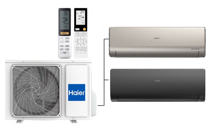 Мульти сплит-система на 2 комнаты 35+50 м2 Haier Lightera AS12NS6ERA-G+Flexis SM AS50S2SF2FA-B/2U50S2SM1FA-3 c Wi-Fi модулем ESP32