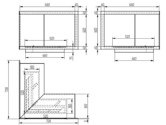 Биокамин Zefire Standart 700 для угловой стены