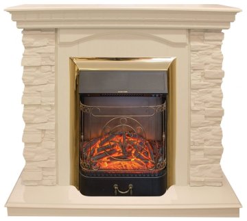 Каминокомплект RealFlame Elford STD/EUG/25'5/HL WT с очагом Majestic s Lux Black/Brass