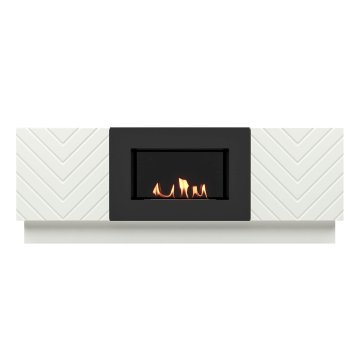 Тумба с биокамином Firelight BFP/P-1400V белый+набор керамических дров ель